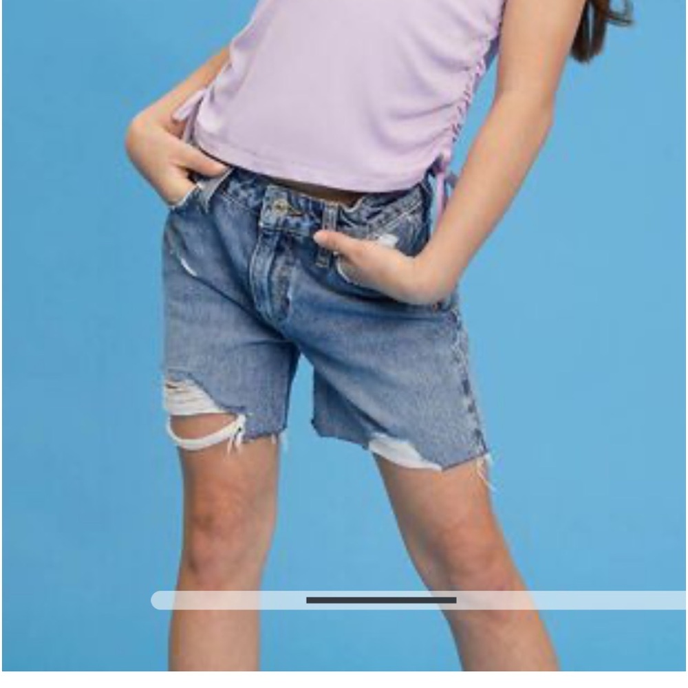 Organic Denim Relaxed Mid Rise Girl Boy Short Size 13/14 NWT